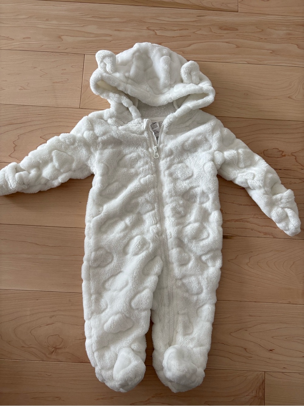 George Cream Plush Hooded Baby Footie with Ears